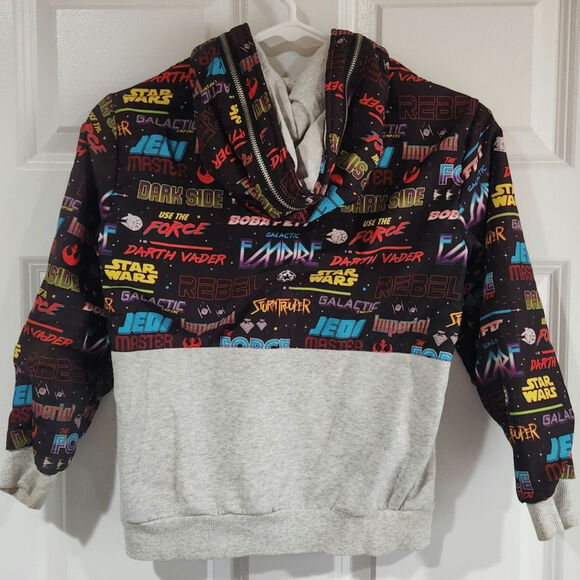 Disney Star Wars Hooded Fleece Full Zip Jacket Sweater Kids 7/8 - Picture 3 of 8